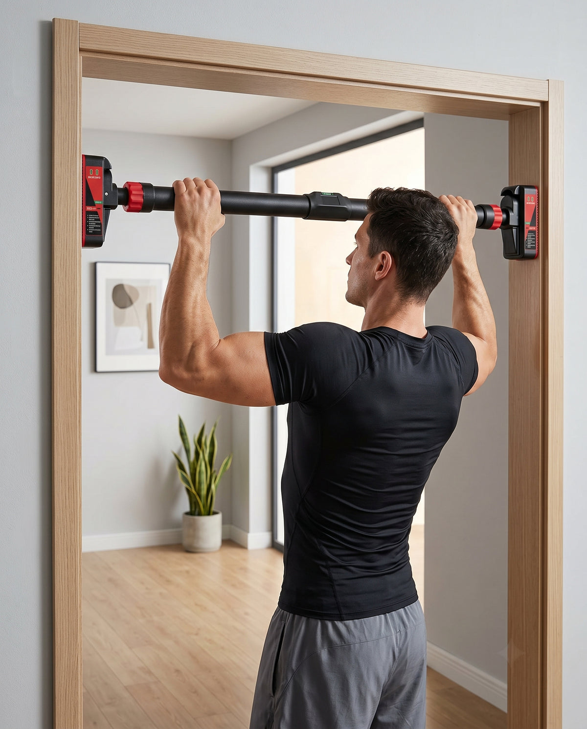 Adjustable Doorway Pull-Up Bar – 69–92 cm Width, 200 kg Capacity, Built-In Level Gauge